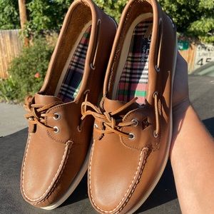 Sperry topsides shoes mens 13 brown leather boat shoes new in box excellent